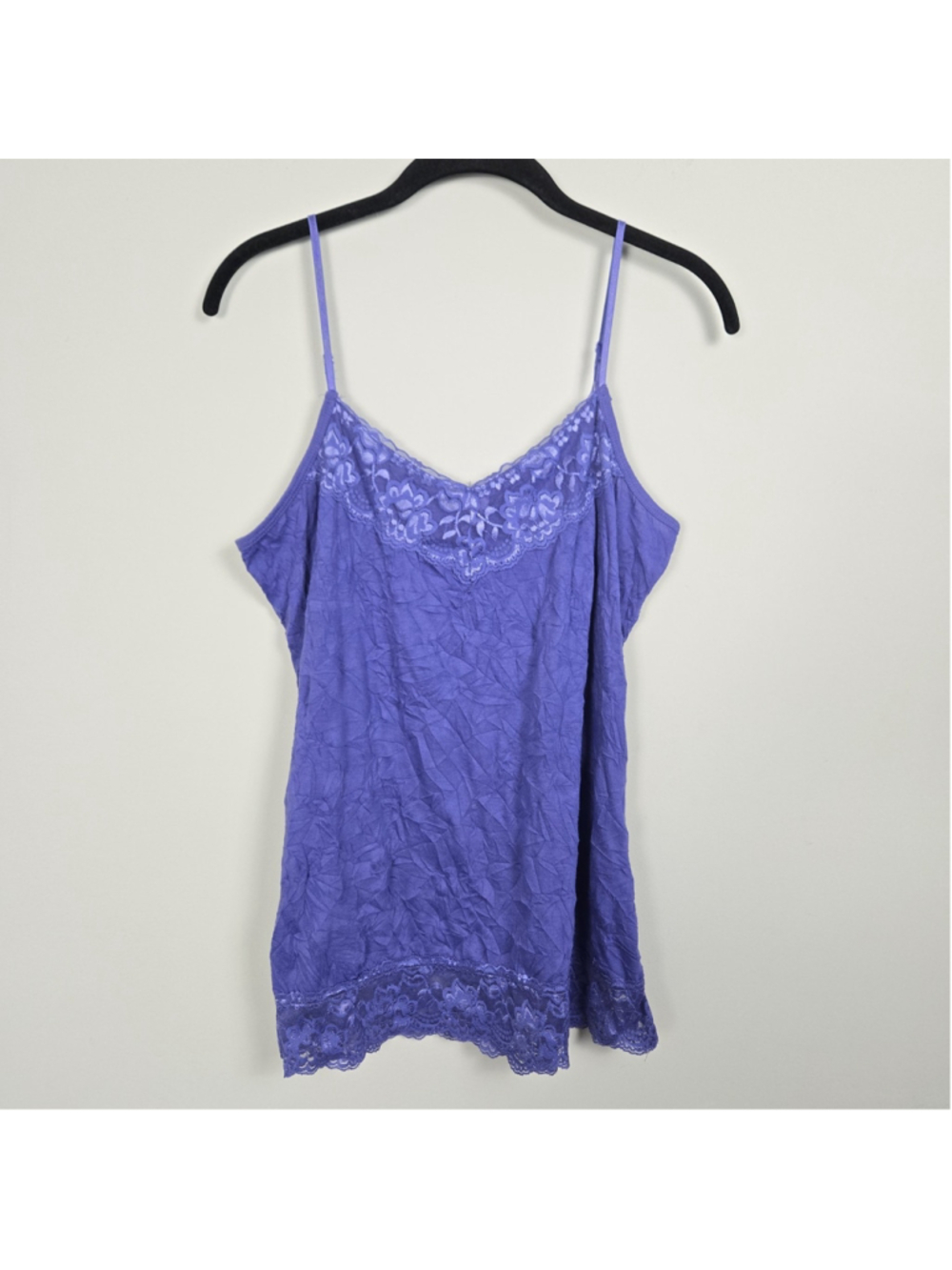 Maurices Womens Y2K Lace Trim Crinkle Cami Large Purple Preppy Bias Elena Bella